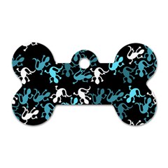 Cyan Lizards Pattern Dog Tag Bone (one Side) by Valentinaart