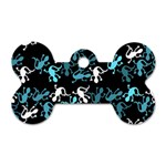 Cyan lizards pattern Dog Tag Bone (One Side) Front