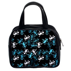 Cyan Lizards Pattern Classic Handbags (2 Sides) by Valentinaart