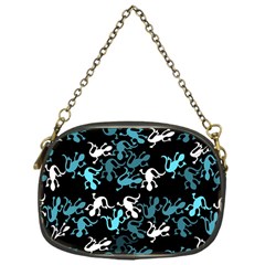 Cyan Lizards Pattern Chain Purses (one Side)  by Valentinaart