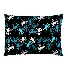 Cyan Lizards Pattern Pillow Case by Valentinaart