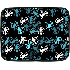 Cyan Lizards Pattern Double Sided Fleece Blanket (mini)  by Valentinaart