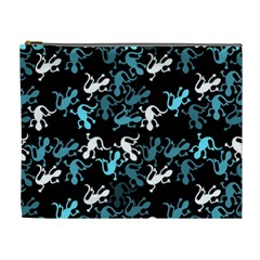 Cyan Lizards Pattern Cosmetic Bag (xl) by Valentinaart