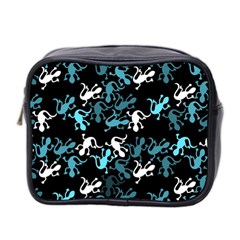 Cyan Lizards Pattern Mini Toiletries Bag 2-side by Valentinaart