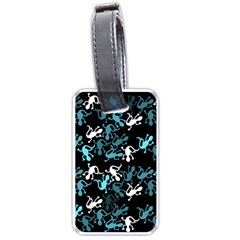 Cyan Lizards Pattern Luggage Tags (one Side)  by Valentinaart