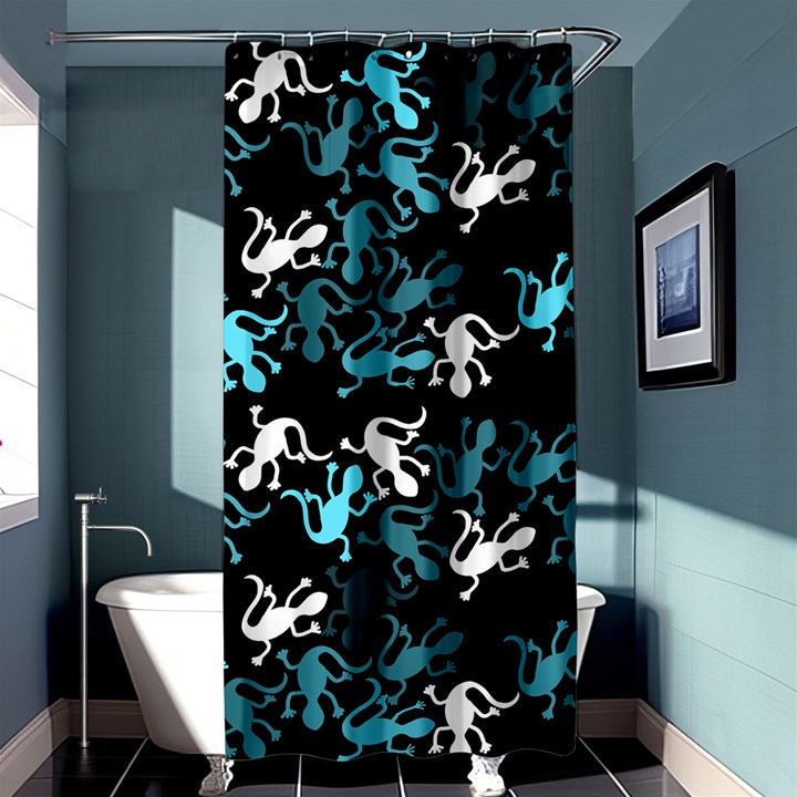 Cyan lizards pattern Shower Curtain 36  x 72  (Stall) 