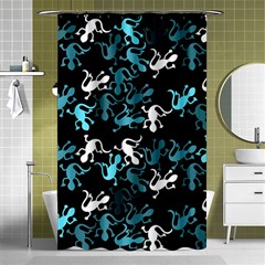 Cyan Lizards Pattern Shower Curtain 48  X 72  (small)  by Valentinaart