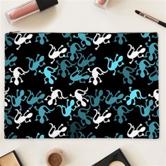 Cyan Lizards Pattern Cosmetic Bag (xxl)  by Valentinaart