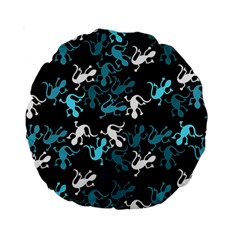 Cyan Lizards Pattern Standard 15  Premium Round Cushions by Valentinaart