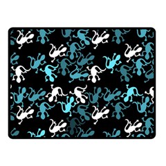 Cyan Lizards Pattern Double Sided Fleece Blanket (small)  by Valentinaart