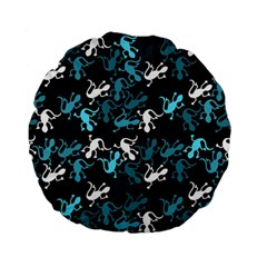 Cyan Lizards Pattern Standard 15  Premium Flano Round Cushions by Valentinaart