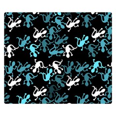 Cyan Lizards Pattern Double Sided Flano Blanket (small)  by Valentinaart