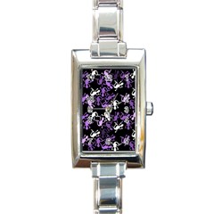 Purple Lizards Pattern Rectangle Italian Charm Watch by Valentinaart