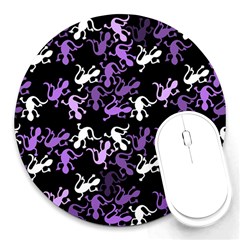 Purple Lizards Pattern Round Mousepads by Valentinaart