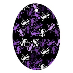 Purple Lizards Pattern Ornament (oval)  by Valentinaart