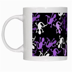 Purple Lizards Pattern White Mugs by Valentinaart