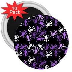 Purple Lizards Pattern 3  Magnets (10 Pack)  by Valentinaart