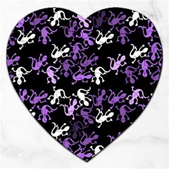 Purple Lizards Pattern Jigsaw Puzzle (heart) by Valentinaart