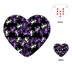 Purple Lizards Pattern Playing Cards (heart)  by Valentinaart