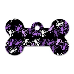 Purple Lizards Pattern Dog Tag Bone (two Sides) by Valentinaart