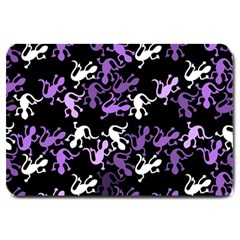 Purple Lizards Pattern Large Doormat  by Valentinaart