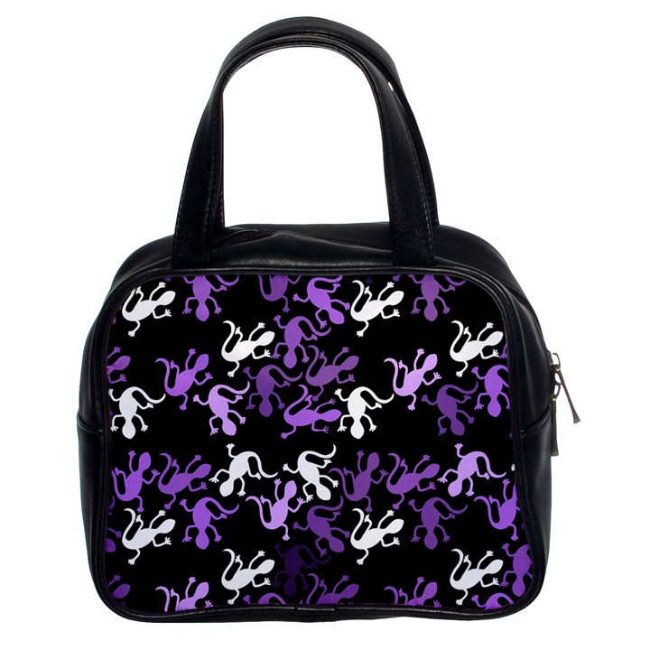 Purple lizards pattern Classic Handbags (2 Sides)