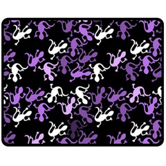 Purple Lizards Pattern Double Sided Fleece Blanket (medium)  by Valentinaart