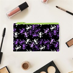 Purple Lizards Pattern Cosmetic Bag (xs) by Valentinaart