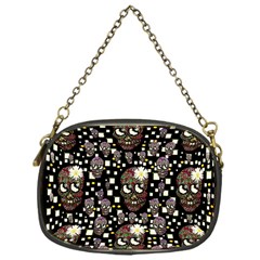 Floral Skulls With Sugar On Chain Purses (one Side)  by pepitasart