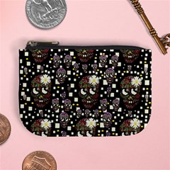 Floral Skulls With Sugar On Mini Coin Purses