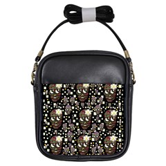 Floral Skulls With Sugar On Girls Sling Bags