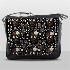 Floral Skulls With Sugar On Messenger Bags