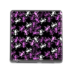 Magenta Lizards Pattern Memory Card Reader (square) by Valentinaart