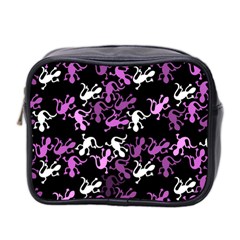 Magenta Lizards Pattern Mini Toiletries Bag 2-side by Valentinaart