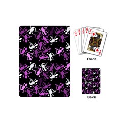 Magenta Lizards Pattern Playing Cards (mini)  by Valentinaart