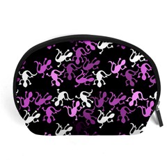 Magenta Lizards Pattern Accessory Pouches (large)  by Valentinaart