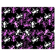 Magenta Lizards Pattern Double Sided Flano Blanket (medium)  by Valentinaart