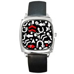 Right direction - red Square Metal Watch Front