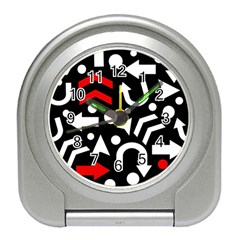 Right Direction - Red Travel Alarm Clocks by Valentinaart