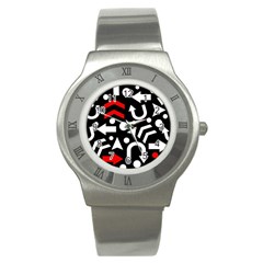 Right Direction - Red Stainless Steel Watch by Valentinaart