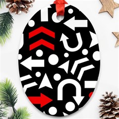 Right Direction - Red Oval Ornament (two Sides) by Valentinaart