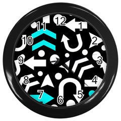 Right Direction - Cyan Wall Clocks (black) by Valentinaart