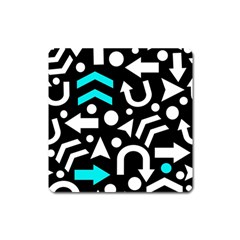 Right Direction - Cyan Square Magnet by Valentinaart