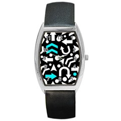 Right Direction - Cyan Barrel Style Metal Watch by Valentinaart