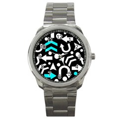 Right Direction - Cyan Sport Metal Watch by Valentinaart