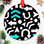 Right direction - cyan Round Ornament (Two Sides)  Front