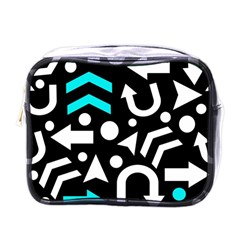 Right Direction - Cyan Mini Toiletries Bags by Valentinaart