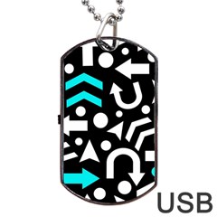 Right Direction - Cyan Dog Tag Usb Flash (two Sides)  by Valentinaart