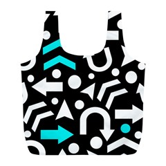 Right Direction - Cyan Full Print Recycle Bags (l)  by Valentinaart