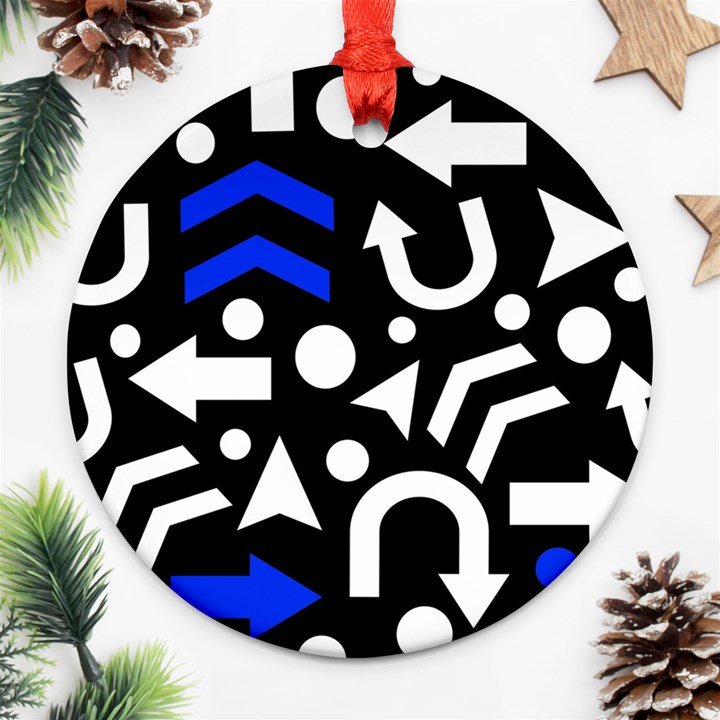 Right direction - blue  Ornament (Round) 